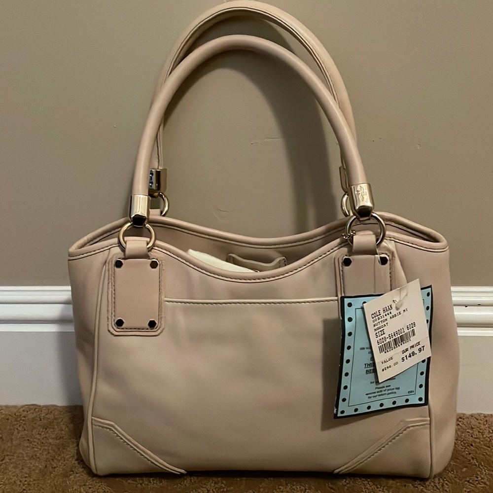 New Cole Haan Abbie Mini Tote in Nougat color.
